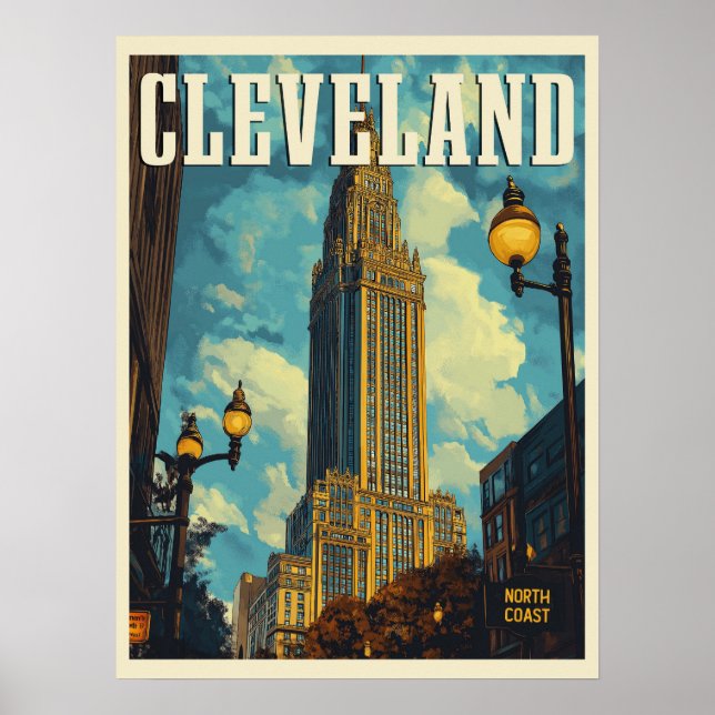 Poster Cleveland Vintage voyage (Devant)