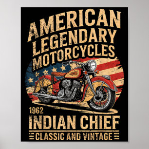 Poster Clic & moto américaine vintage Indian Born