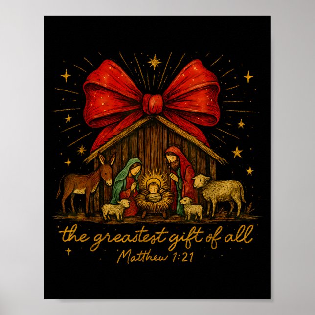 Poster Clic Nativity Scene – Greatest Gift Matthew 1_21  (Devant)