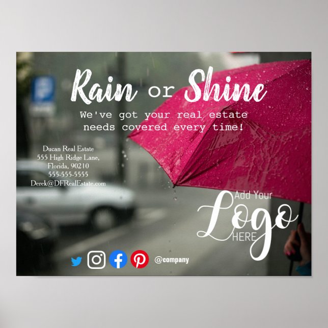Poster Clientèle pluie référencement immobilier marketing (Devant)