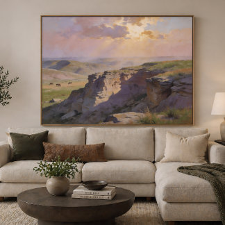 Poster Cliff Vista Landscape - Pastel Painting Style Art
