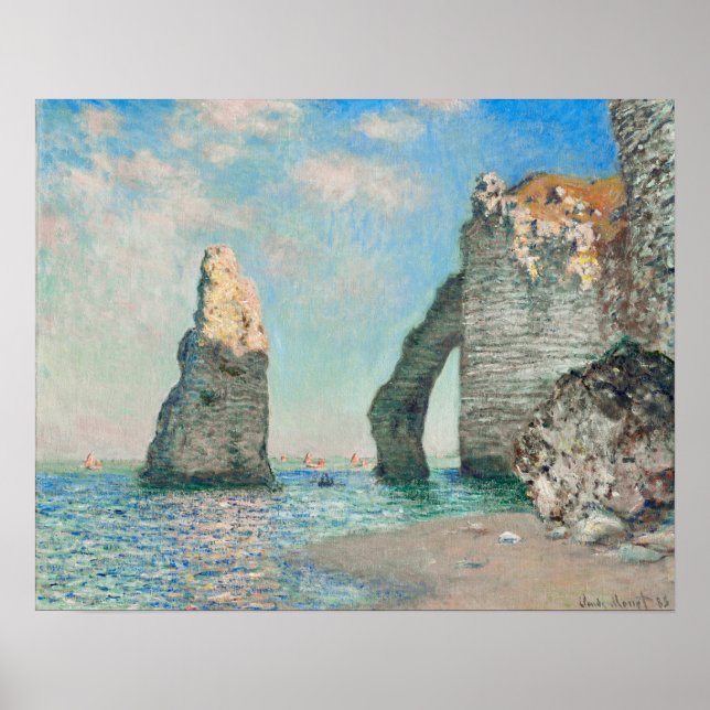 Poster Cliffs at Etracétate 1885 par Claude Monet (Devant)