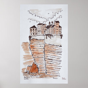 Poster Cliffside city of Bonifacio, Corsica, France