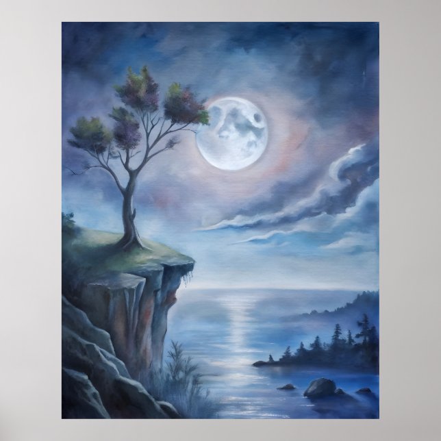 Poster Cliffside Lune belle (Devant)