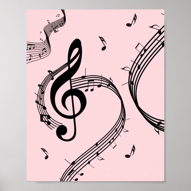 Poster Climacic G Clef Music Rose (Devant)