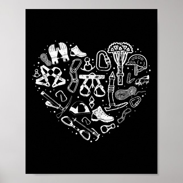 Poster Climber Rock Escalade Équipement Girl Heart (Devant)