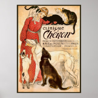 Poster Clinique Cheron Publicité vétérinaire Vintage