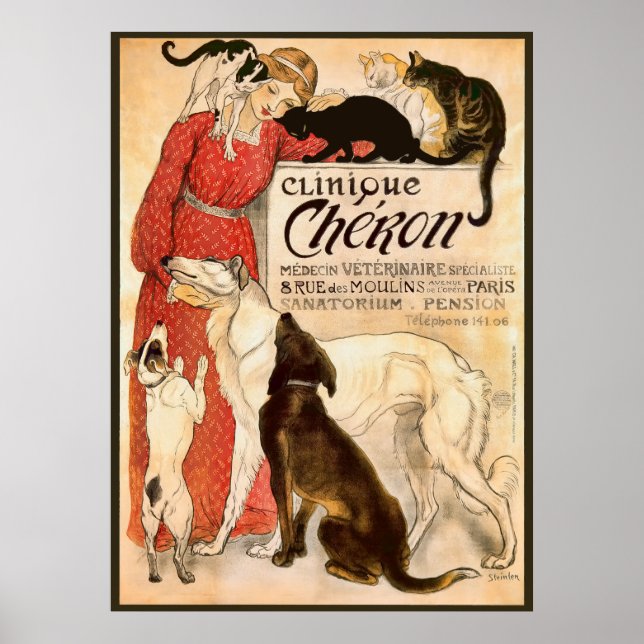 Poster Clinique Cheron Publicité vétérinaire Vintage (Devant)