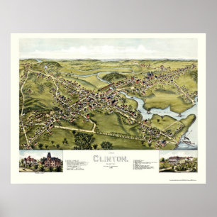 Poster Clinton, carte panoramique de CT - 1881