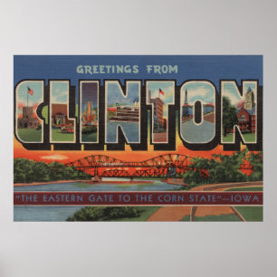 Poster Clinton, IowaGrandes lettres ScènesClinton, IA