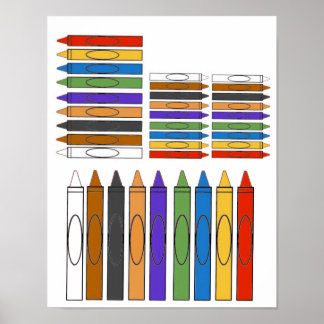 Poster Clip Art de crayons de couleur