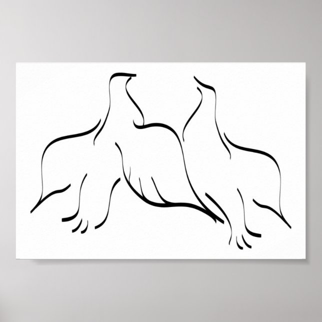 Poster Clipart de couple de colombe (Devant)