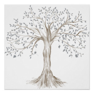 Poster Clipart de l'arborescence de la famille aquarelle