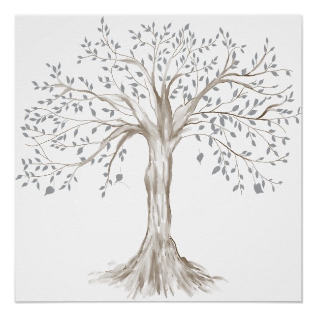 Poster Clipart de l'arborescence de la famille aquarelle (Devant)