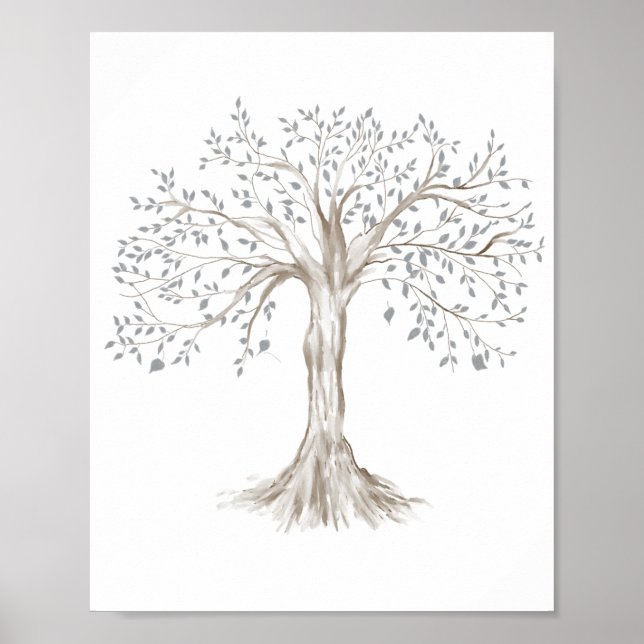 Poster Clipart de l'arborescence de la famille aquarelle (Devant)