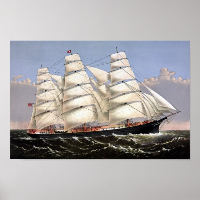 Poster Clipper Ship Trois Frères (Devant)