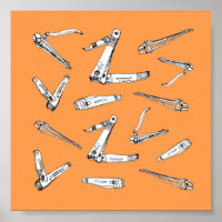 Clippers à ongles en Orange Illustrated Art