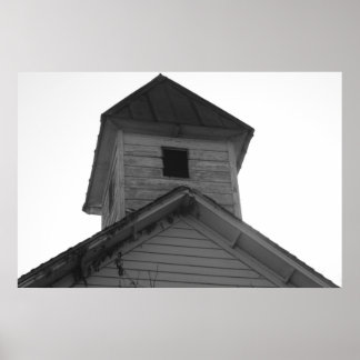 Poster Cloche de l'école noire et blanche