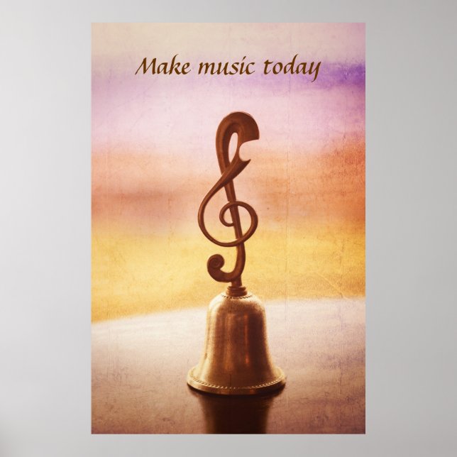 Poster Cloche en cuivre antique avec poignée G-Clef (Devant)