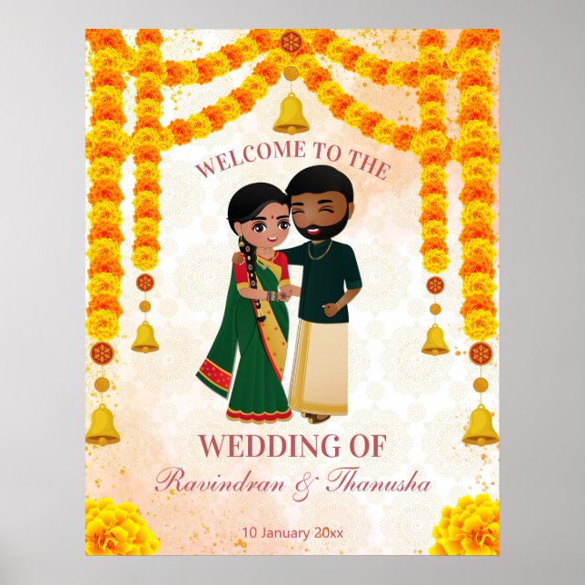 Poster Cloches des guirlandes de Marigold avec Tamil Telu (Devant)