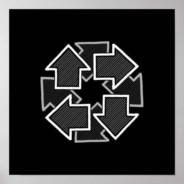 Poster Clockwise Arrows Minimal Geometric Black Variant 2 (Devant)