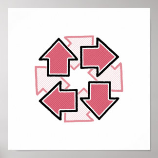 Poster Clockwise Arrows Minimal Geometric Red