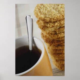 Poster Close-up of a cup of coffee with cookies