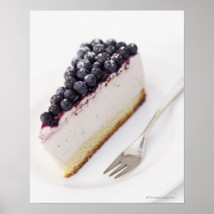 Poster Close-up of a slice of blueberry cheese cake