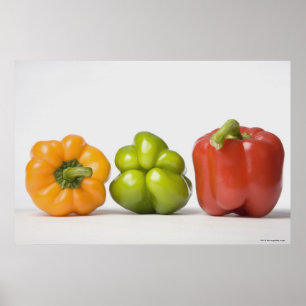 Poster Close-up of bell peppers in a row