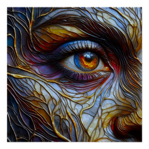 Poster Closeup visage femme Abstraite