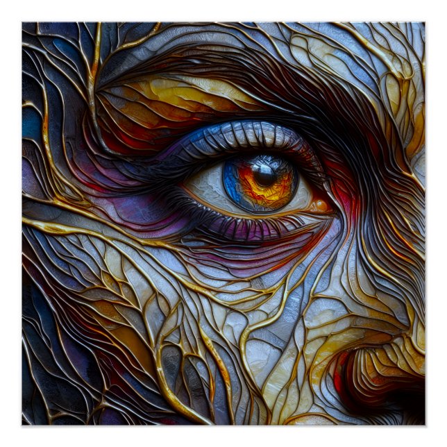Poster Closeup visage femme Abstraite (Devant)