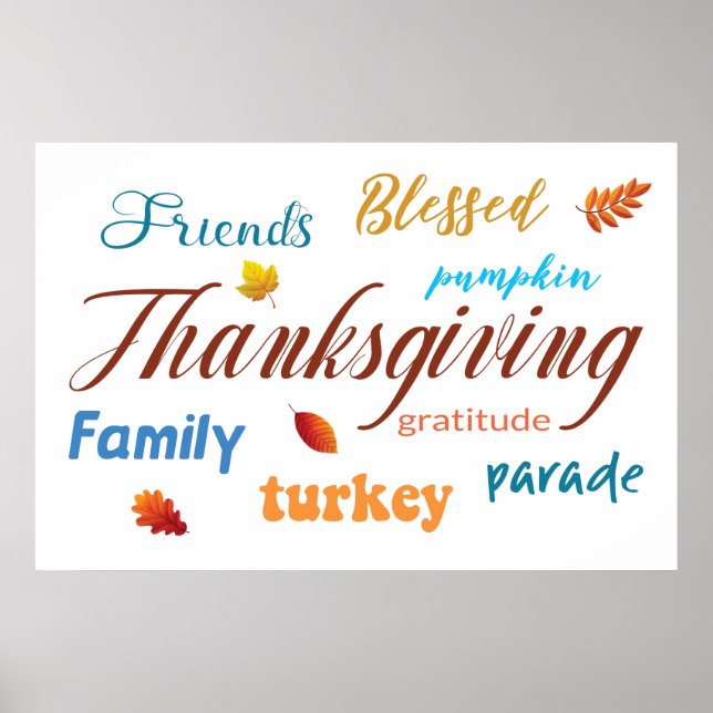 Poster Cloud de mots de Thanksgiving (Devant)