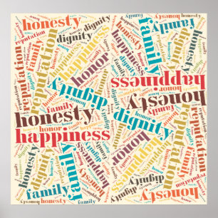 Poster Cloud de mots positifs