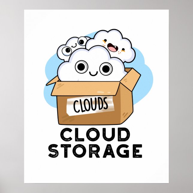 Poster Cloud Storage Funny Weather Technology Pun (Devant)