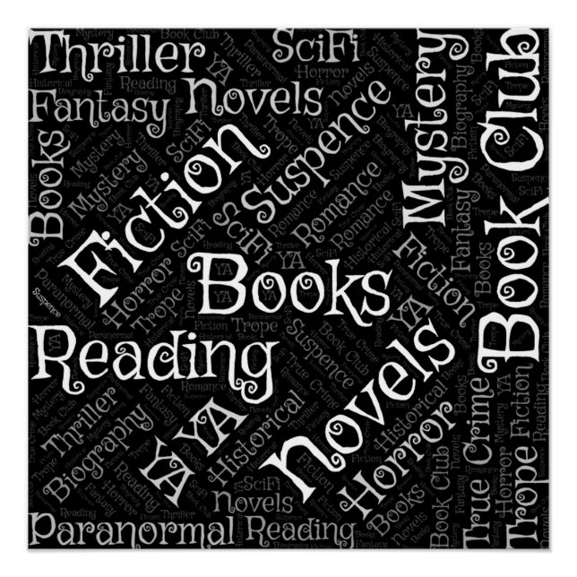 Poster Cloud Word pour les amateurs de livres (Devant)