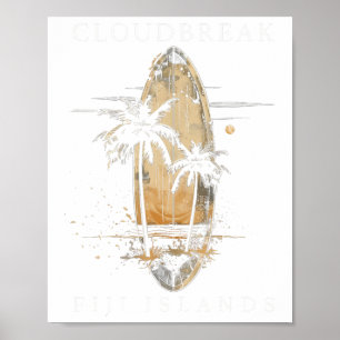 Poster Cloudbreak Îles Fidji Surf Vintage Surfing Surfe