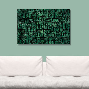 Poster Clover Field Typographie verte AMOUR