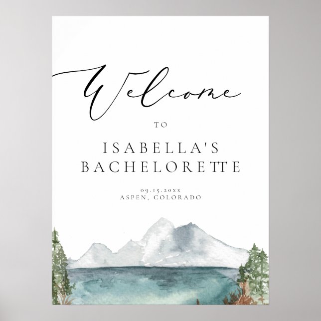 Poster CLOVER Mountain Lake Pine Bachelorte Bienvenue (Devant)