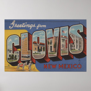 Poster Clovis, Nouveau-Mexique - Scènes de grandes lettre