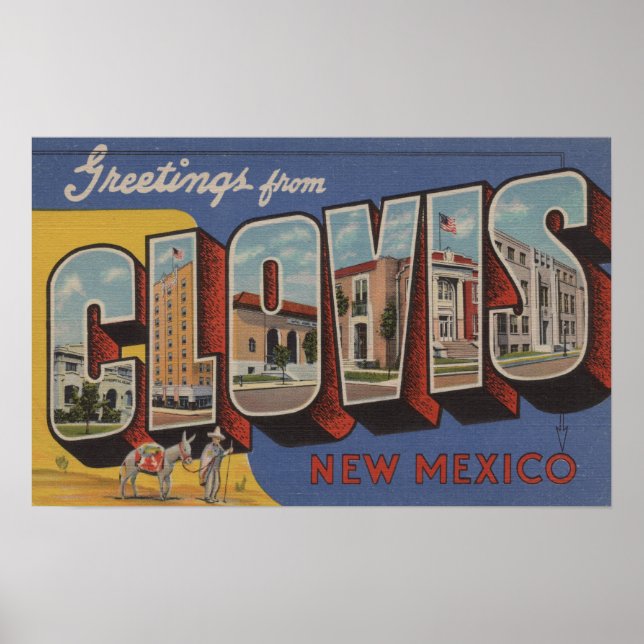Poster Clovis, Nouveau-Mexique - Scènes de grandes lettre (Devant)