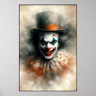 Poster Clown à l'aquarelle regardant dans votre âme
