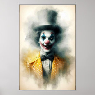 Poster Clown à l'aquarelle regardant dans votre âme