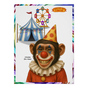 Poster Clown chimpanzé Chester