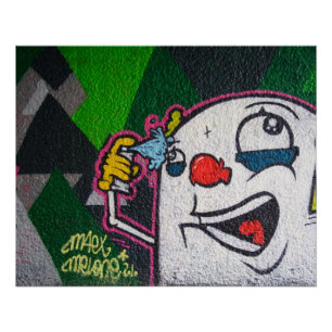 Poster Clown drôle avec visage blanc