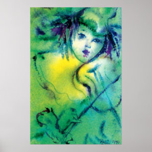 POSTER CLOWN EN VERT