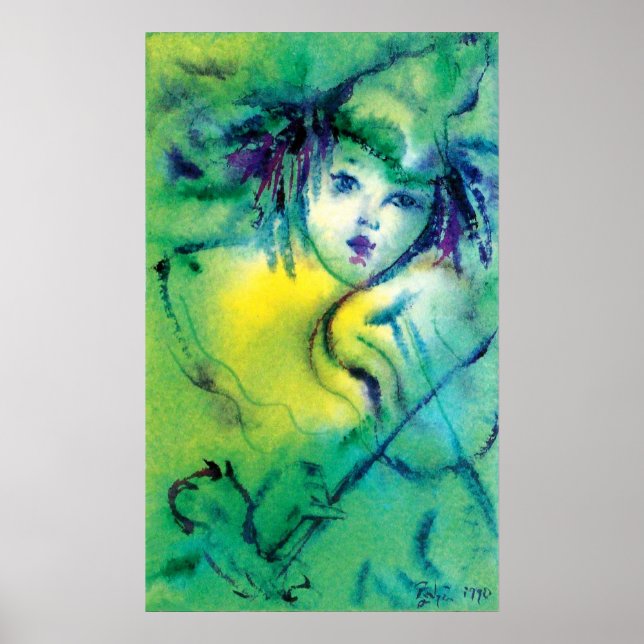 POSTER CLOWN EN VERT (Devant)