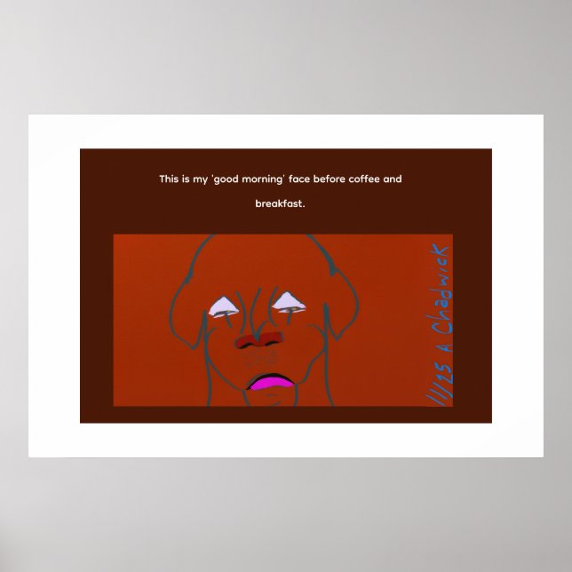 Poster Clown-Faced Dog Cartoon Sketch (Devant)