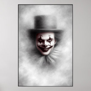 Poster Clown maléfique vintage en haut-de-forme