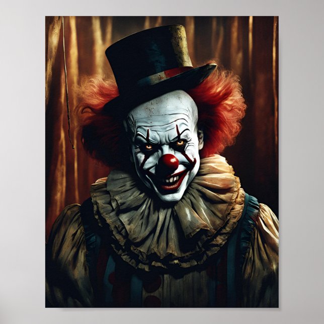 Poster "Clown malin dans une tente de cirque abandonnée - (Devant)