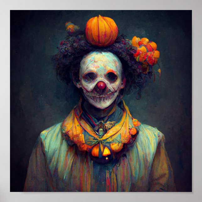 Poster Clown malin. Halloween artistique créé par AI (Devant)
